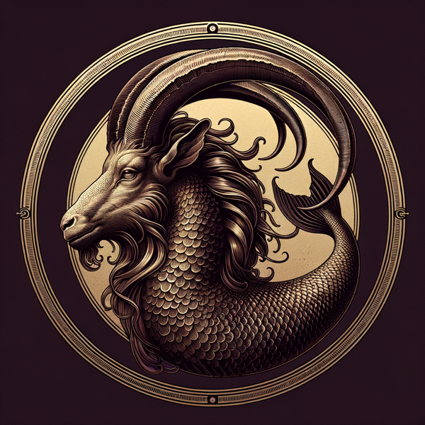 Capricorn zodiac sign illustration - sea-goat engraving