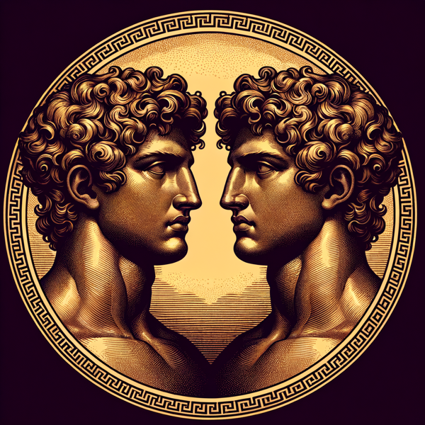 Gemini zodiac sign illustration - twins engraving