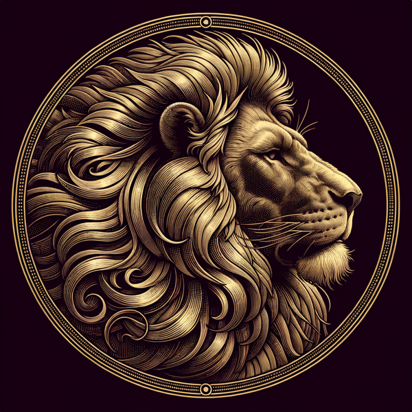 Leo zodiac sign illustration - lion engraving