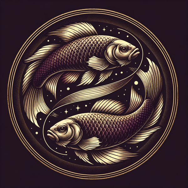 Pisces zodiac sign illustration - fish engraving