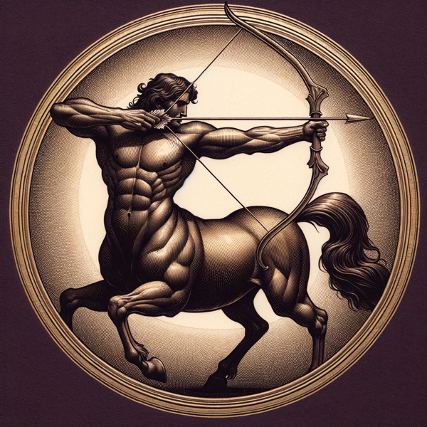 Sagittarius zodiac sign illustration - archer engraving
