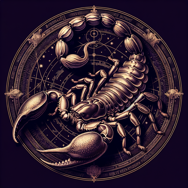 Scorpio zodiac sign illustration - scorpion engraving